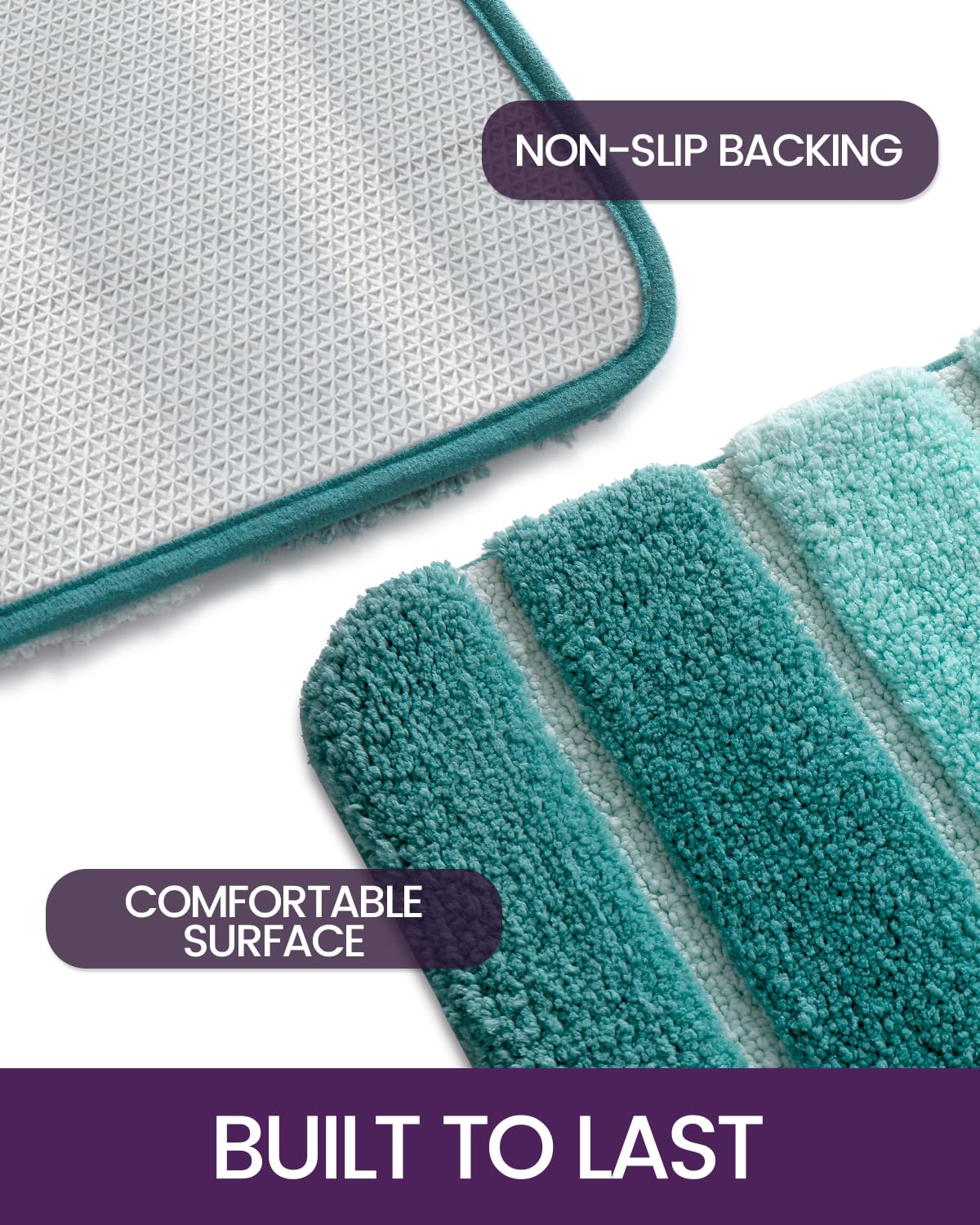 Dexi Bath Mat Bathroom Rug Absorbent Non-Slip Washable Shower Floor Mats Small Carpet 24''X43'', Turquoise